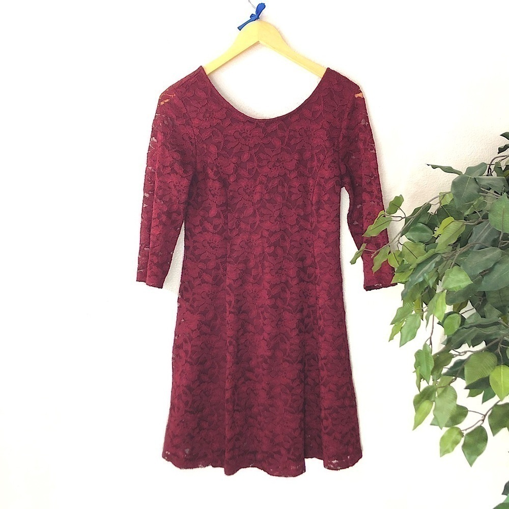 Lush Maroon Lace Dress